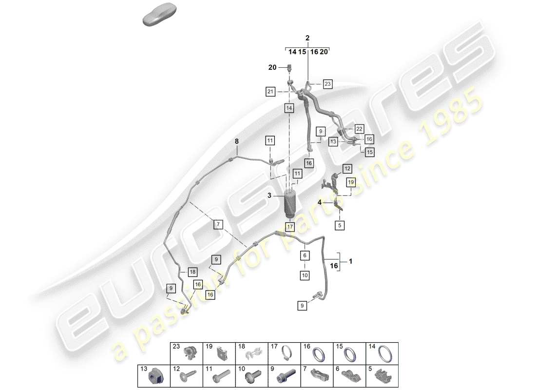 porsche boxster spyder (2020) air conditioner part diagram