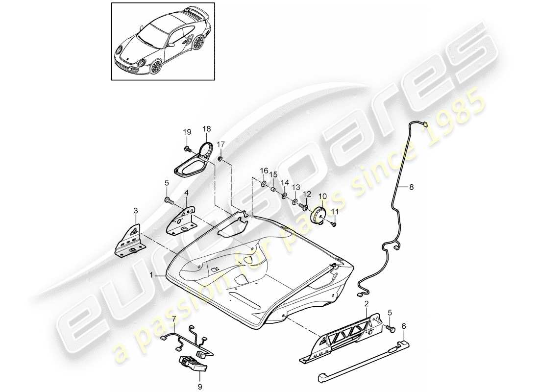 porsche 911 t/gt2rs (2011) seat part diagram