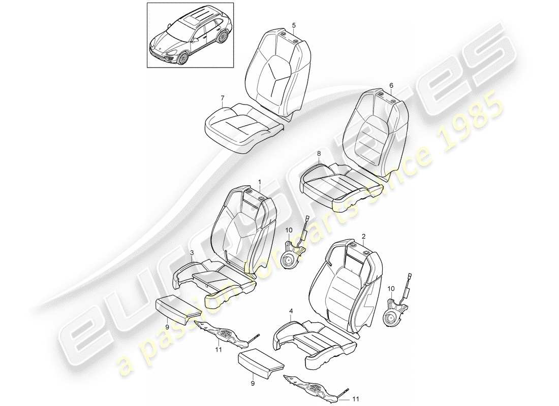 porsche cayenne e2 (2011) foam part part diagram