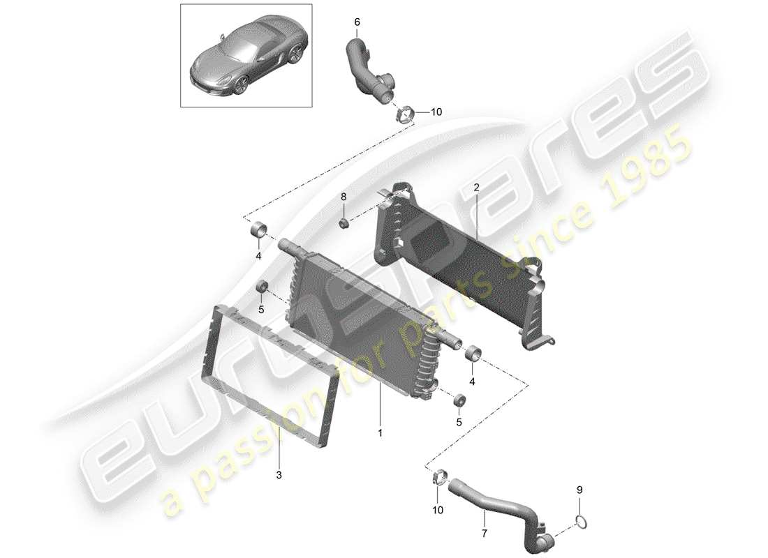 porsche boxster 981 (2013) radiator part diagram