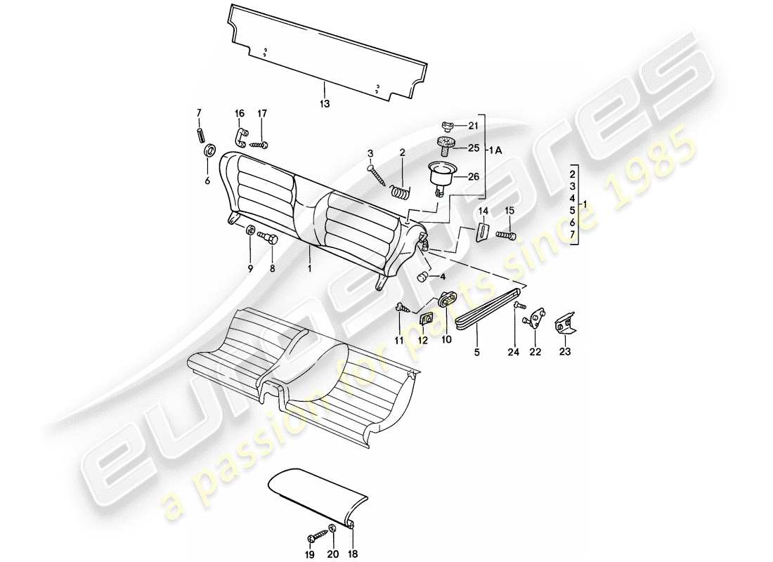 porsche 944 (1983) emergency seat - single parts part diagram