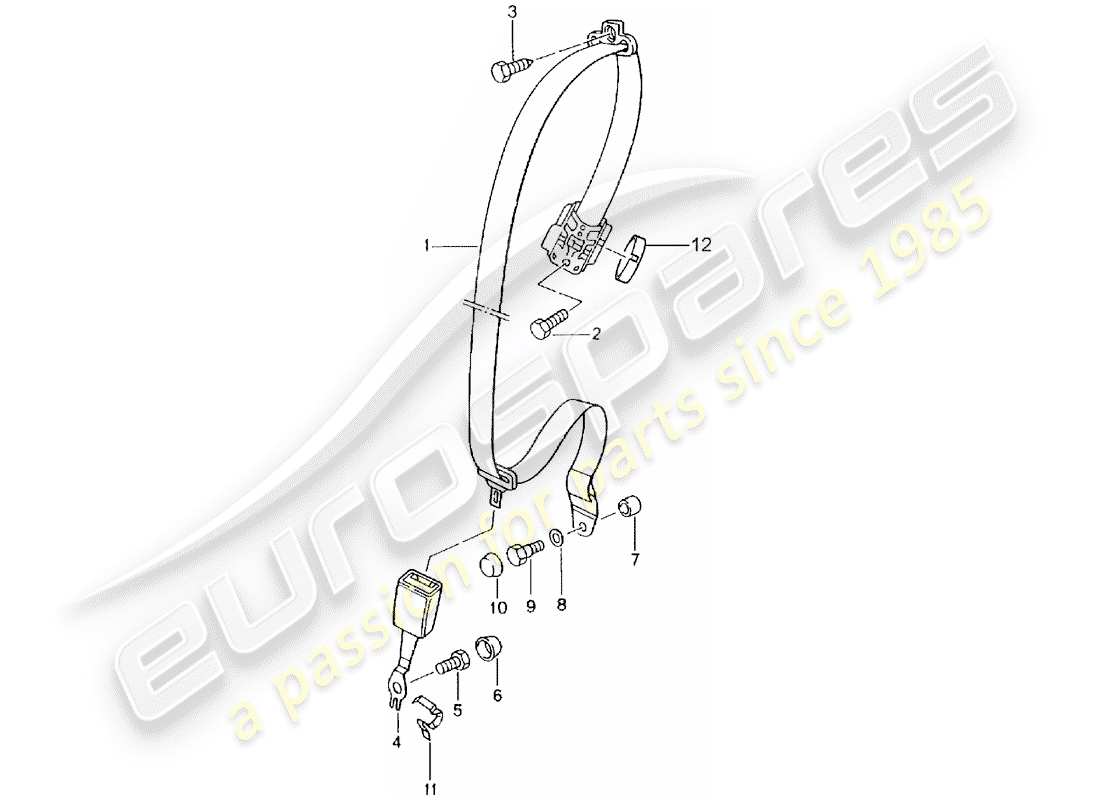 porsche 996 (1999) three-point seat belt part diagram