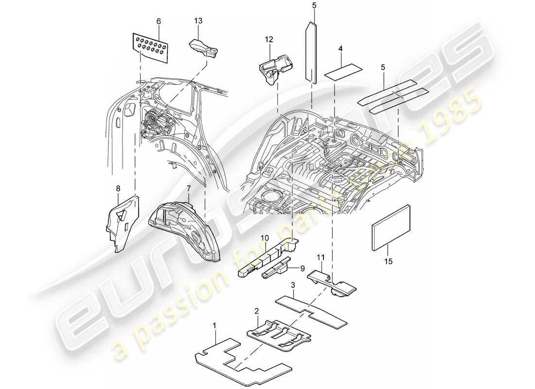 porsche cayenne (2006) sound absorber part diagram