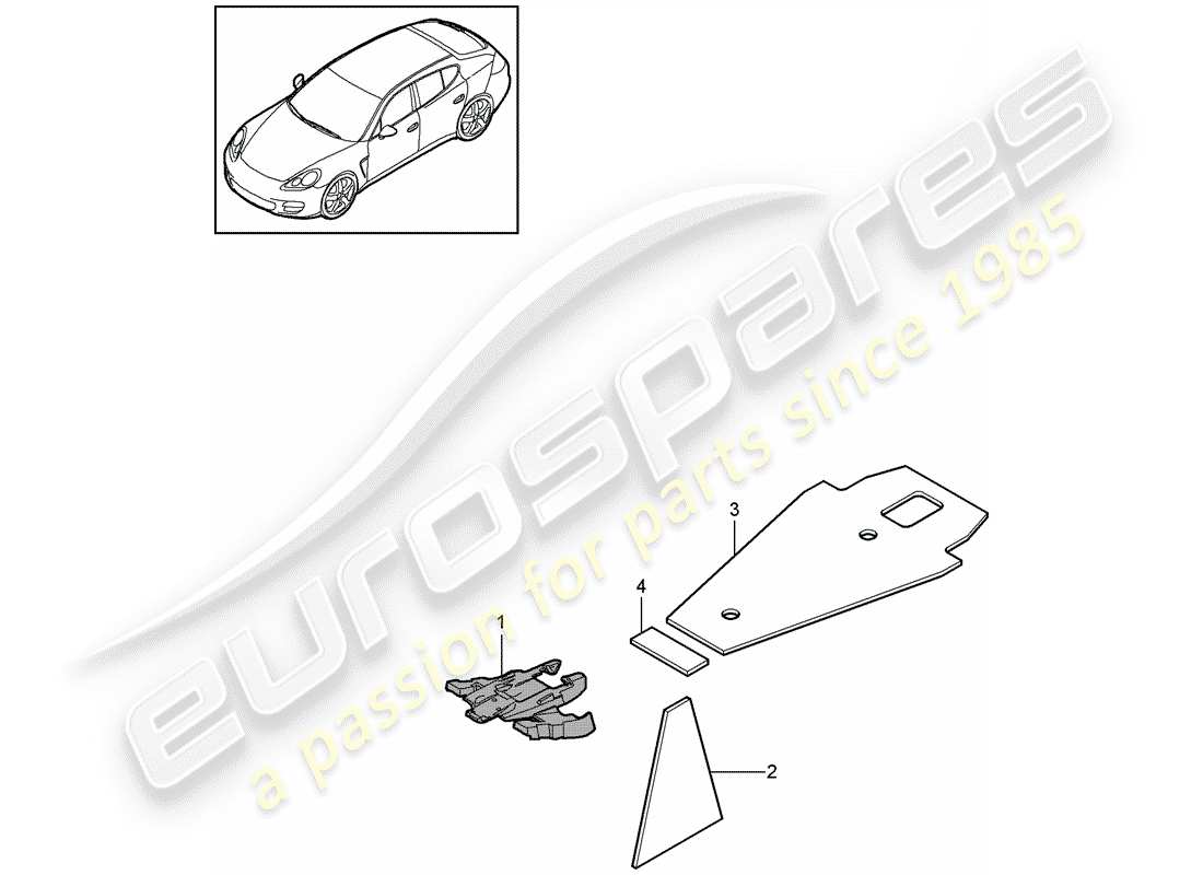 porsche panamera 970 (2010) sound absorber part diagram