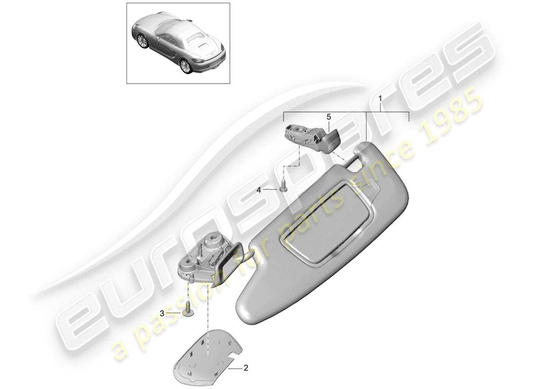 porsche boxster 981 (2013) sun vizors part diagram