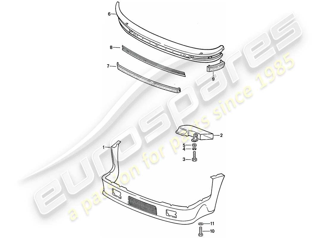 porsche 911 (1989) special model - flatnose design - exterior panelling - bumper - d - mj 1988>> part diagram