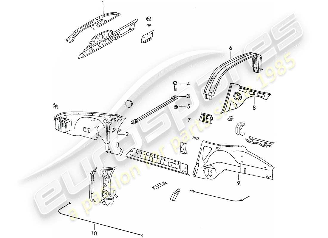 porsche 911/912 (1968) interior panelling part diagram