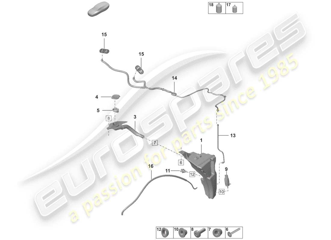 porsche 2020 windshield washer unit part diagram