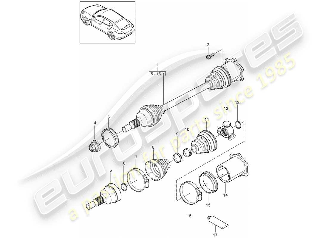 porsche panamera 970 (2010) drive shaft part diagram