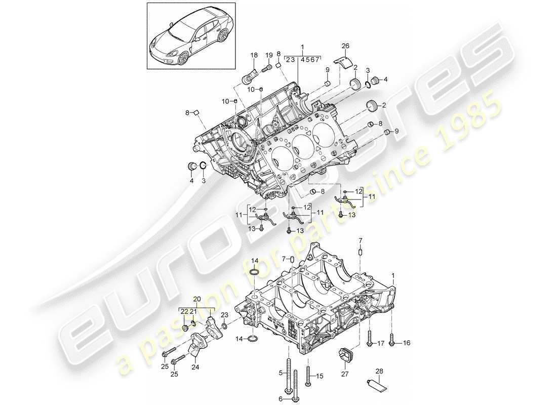 porsche panamera 970 (2010) crankcase part diagram