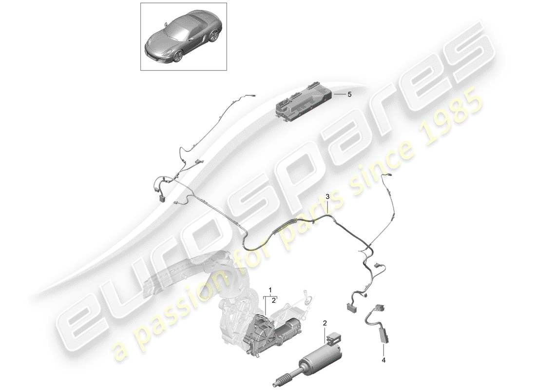 porsche boxster 981 (2014) convertible top part diagram