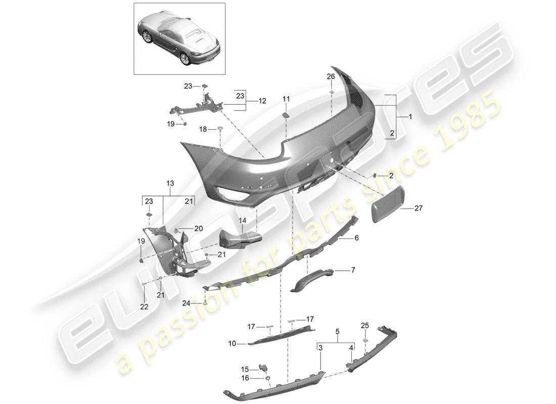 porsche boxster 981 (2014) bumper part diagram