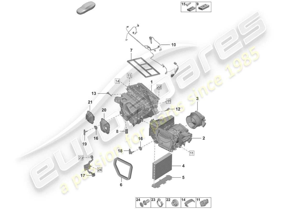 porsche 2019 air conditioner part diagram