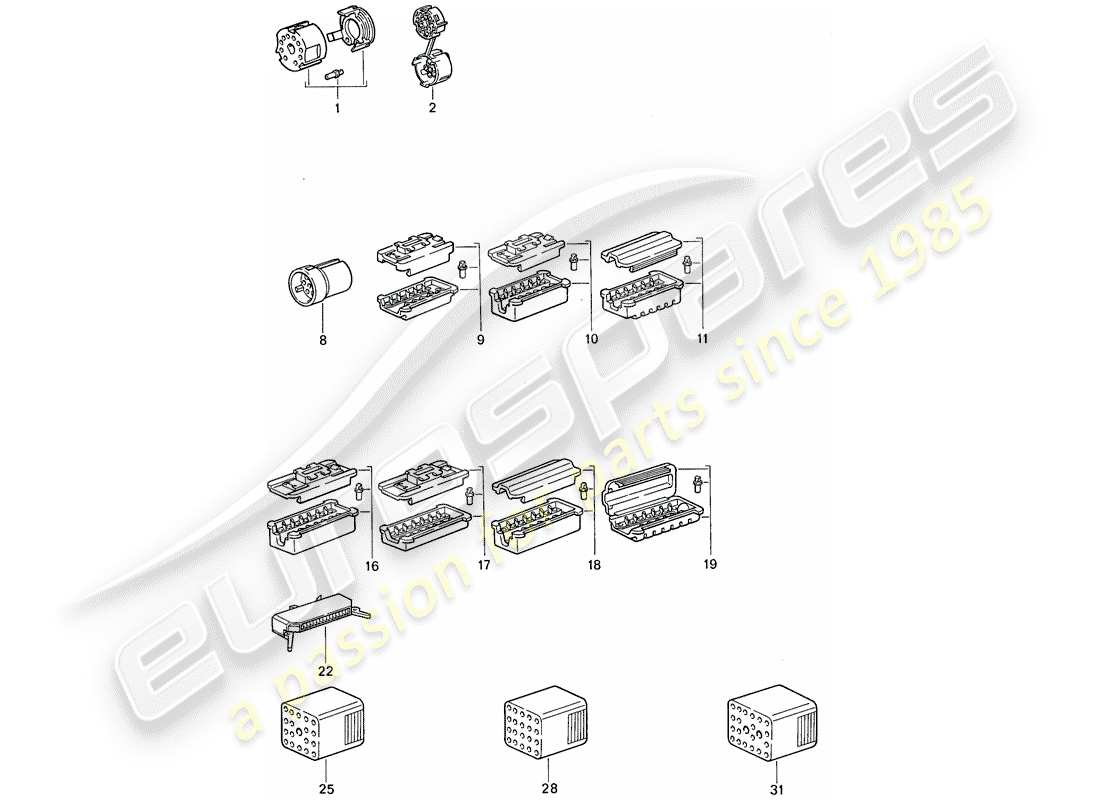 porsche 911 (1989) connector housing part diagram