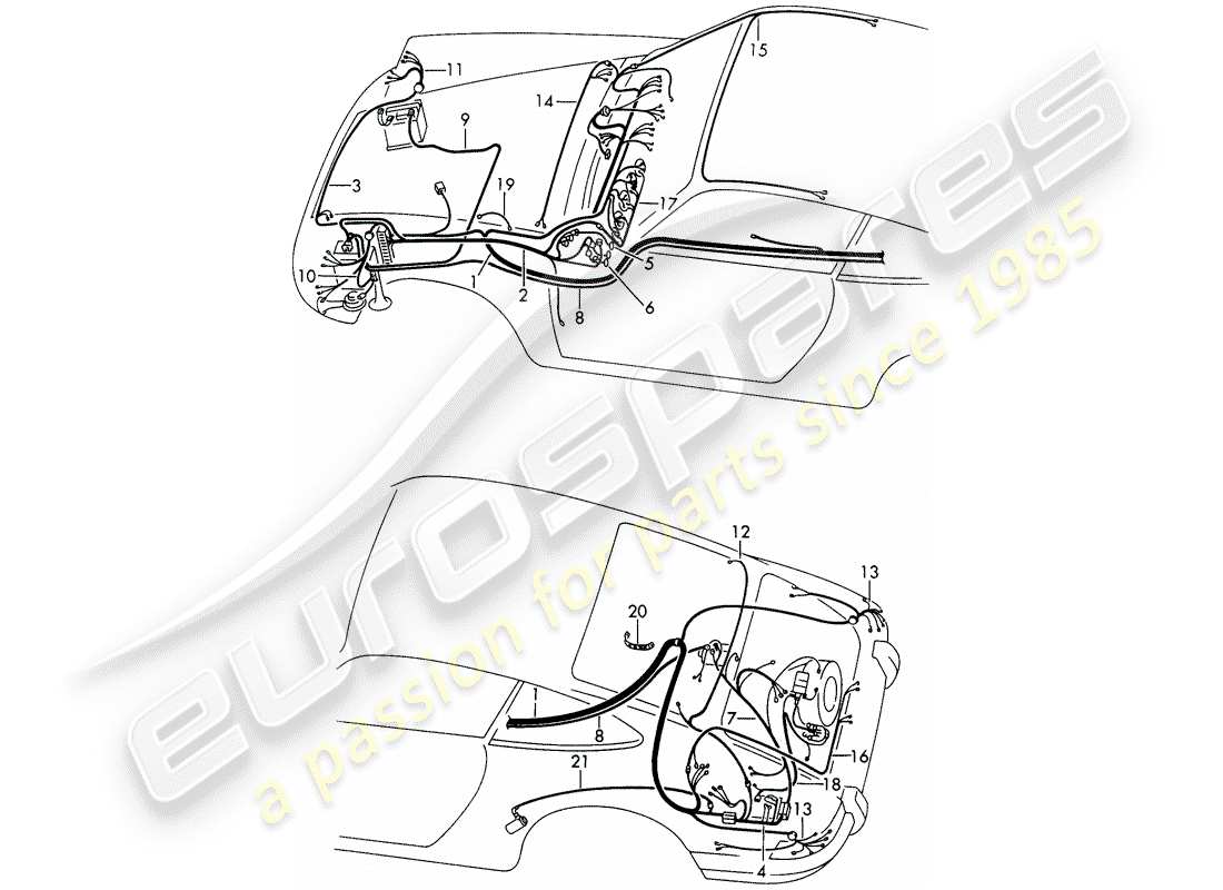 porsche 911/912 (1969) wiring harnesses part diagram