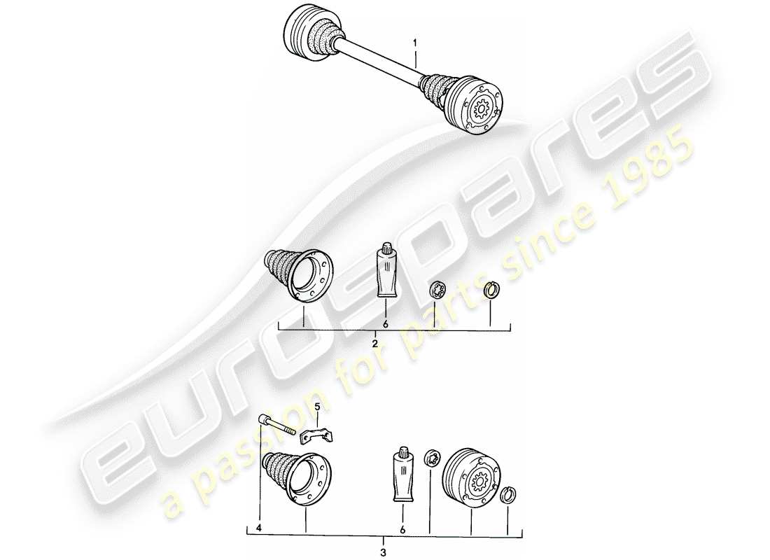 porsche 924 (1978) drive shaft part diagram