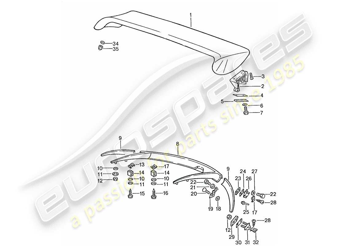 porsche 928 (1989) spoiler part diagram