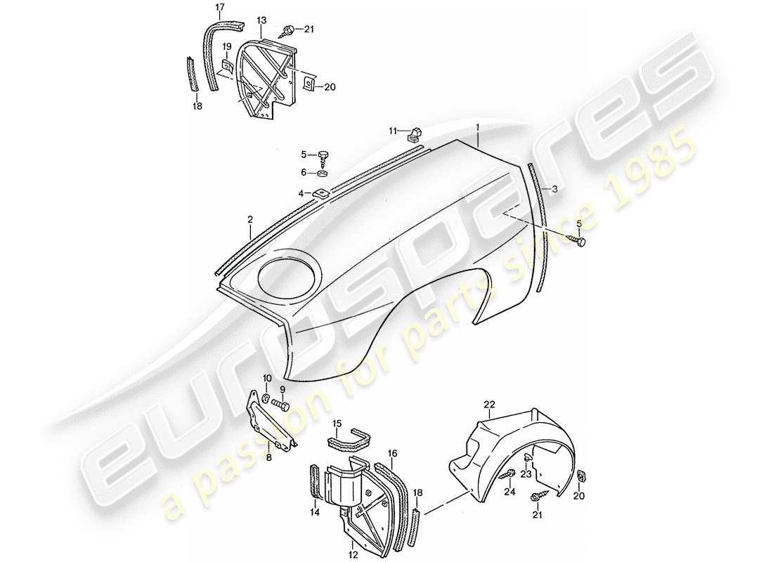 porsche 928 (1989) fender part diagram