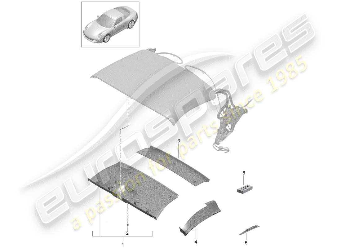 porsche 991 (2013) convertible top part diagram