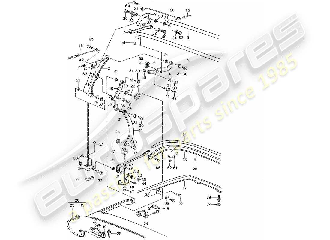 porsche 944 (1990) top frame part diagram