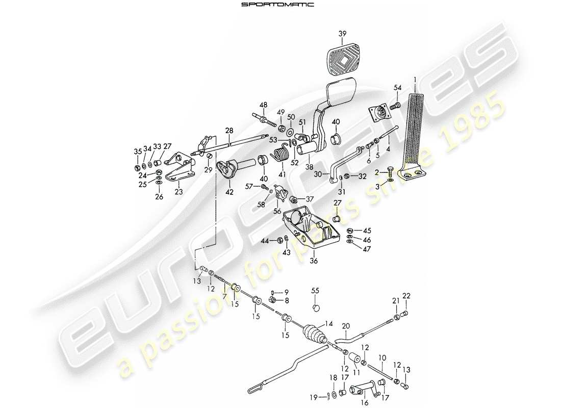 porsche 911/912 (1965) pedals - d - mj 1969>> - mj 1969 part diagram