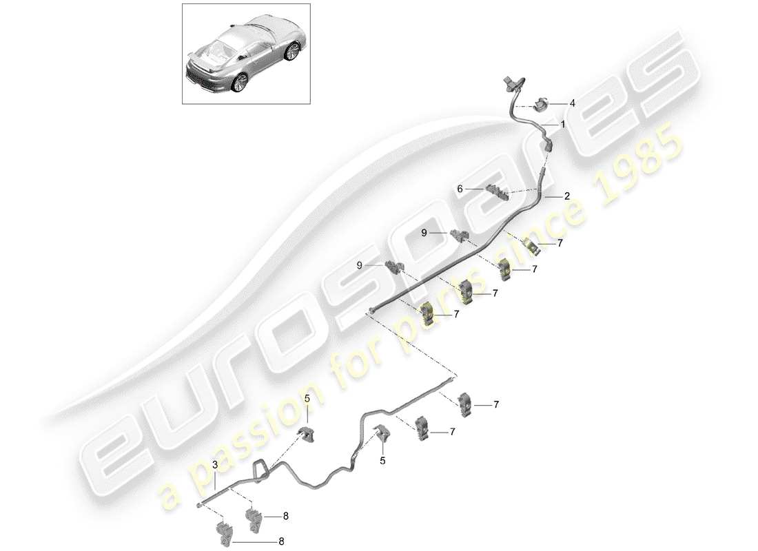 porsche 991r/gt3/rs (2014) vacuum line part diagram