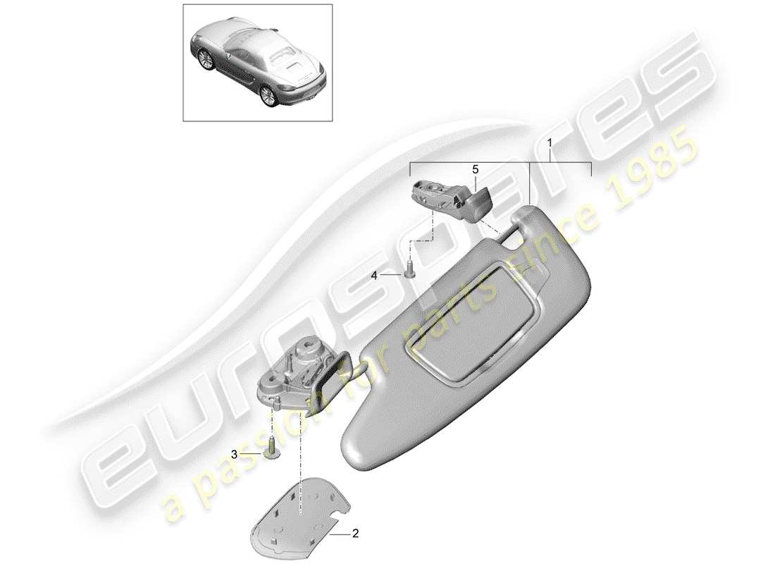 porsche boxster 981 (2015) sun vizors part diagram