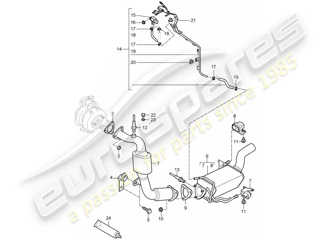 porsche cayenne (2008) exhaust system part diagram