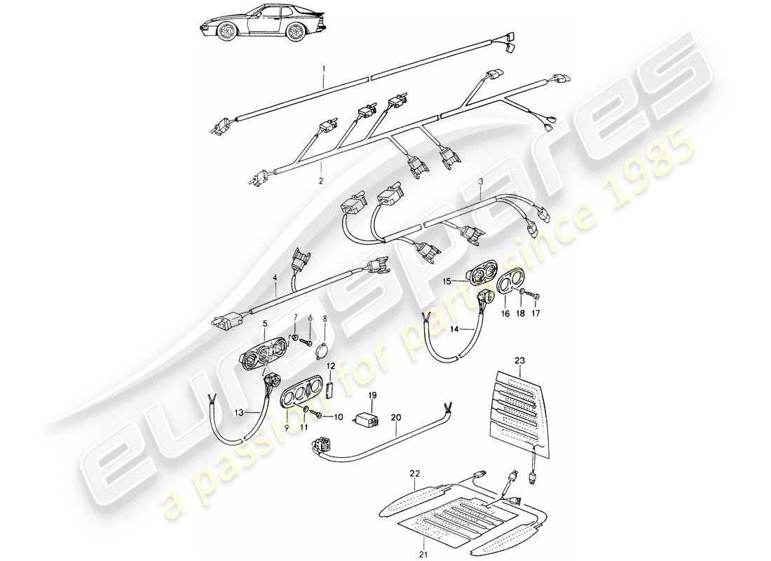 porsche seat 944/968/911/928 (1997) wiring harnesses - switch - seat heater - front seat - d - mj 1989>> - mj 1991 part diagram