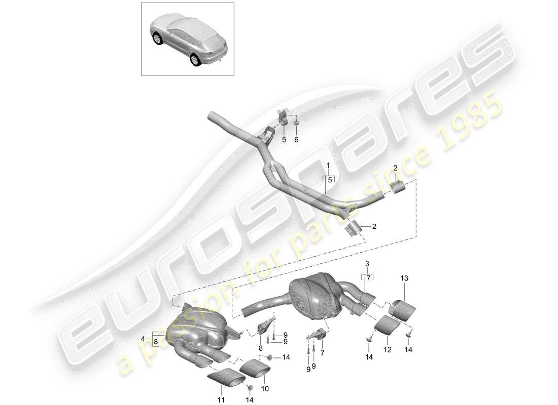 porsche macan (2016) exhaust system part diagram