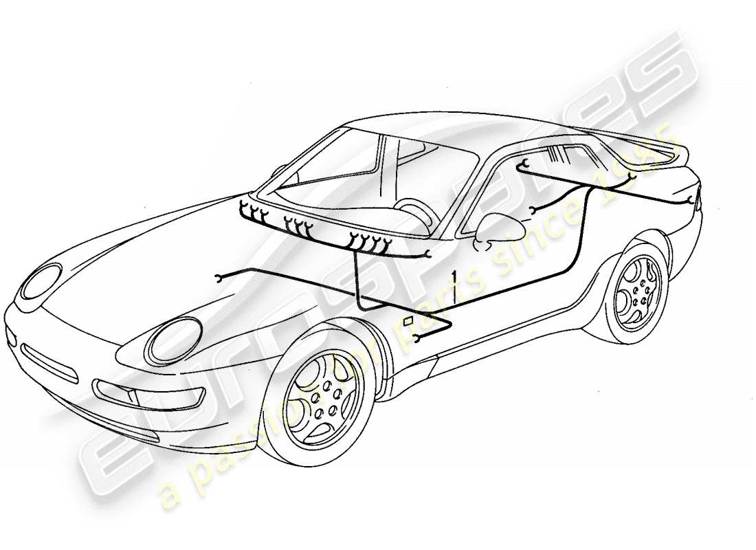 porsche 968 (1995) wiring harnesses - passenger compartment part diagram