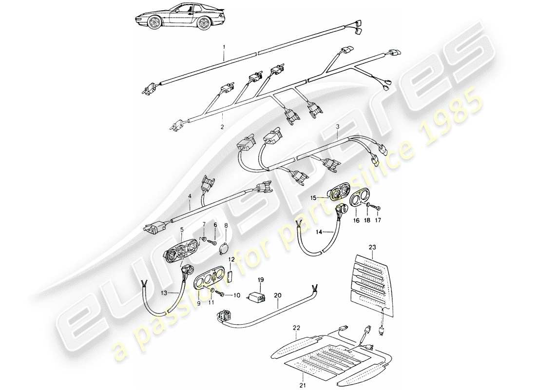 porsche seat 944/968/911/928 (1997) wiring harnesses - switch - seat heater - front seat - d - mj 1992>> - mj 1995 part diagram