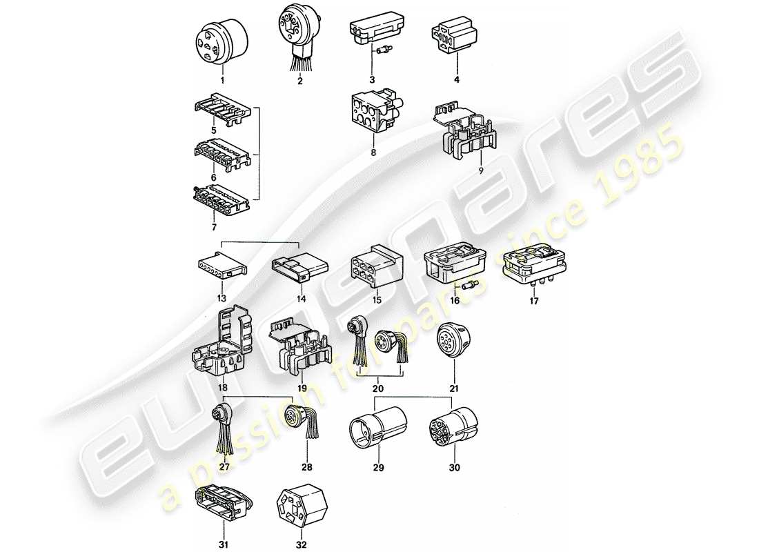 porsche 968 (1995) connector housing part diagram