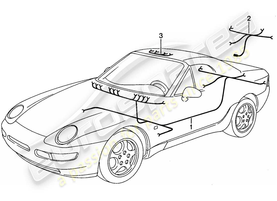 porsche 968 (1995) wiring harnesses - passenger compartment part diagram