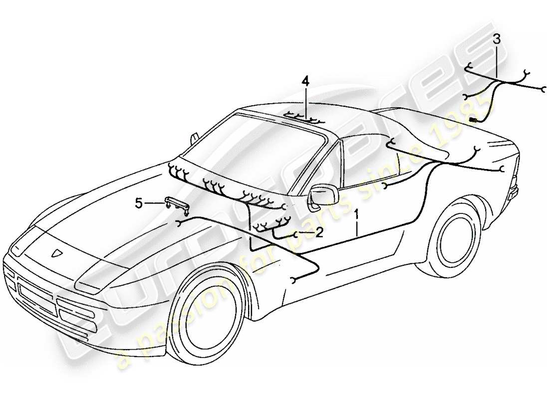 porsche 944 (1991) wiring harnesses - passenger compartment part diagram