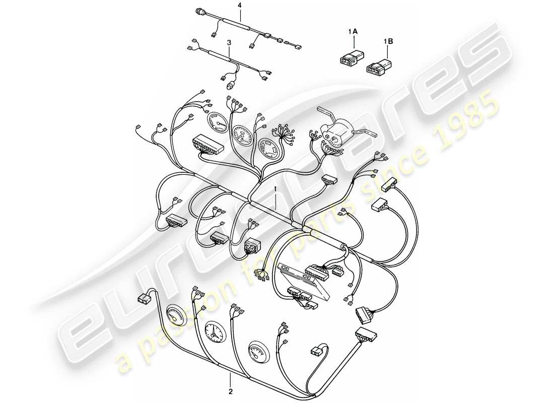 porsche 944 (1983) wiring harnesses - dashboard - center console part diagram