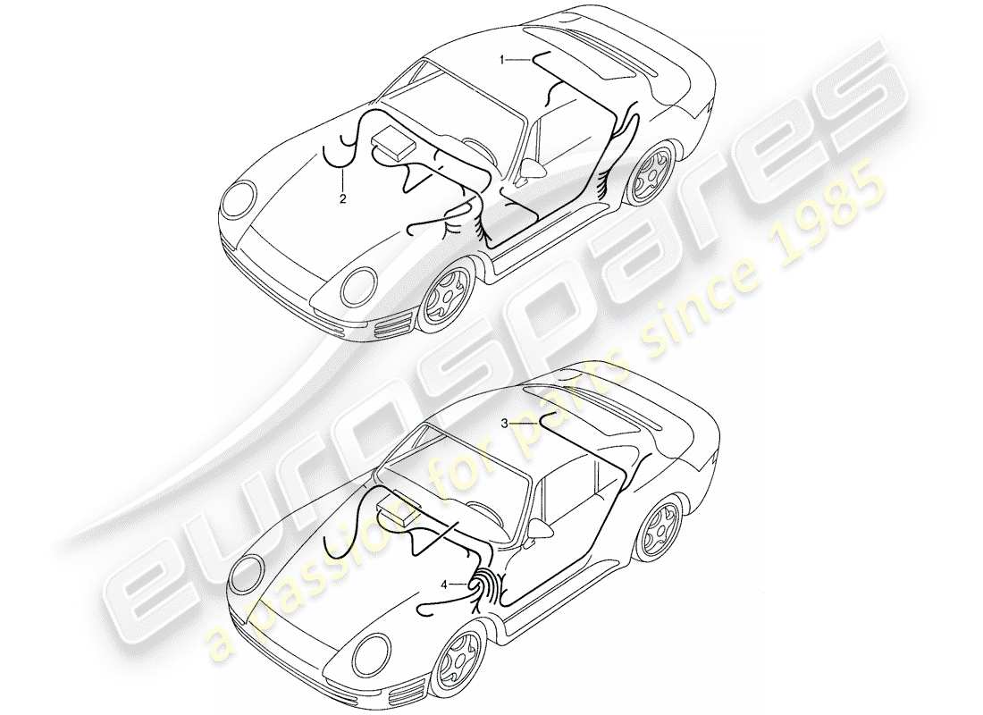 porsche 959 (1988) wiring harnesses - shock absorber adjustment - level adjustment part diagram