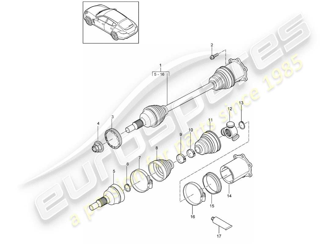 porsche panamera 970 (2010) drive shaft part diagram