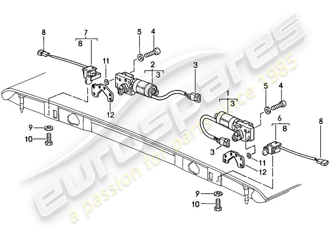 porsche 911 (1986) convertible top - catch - electrically adjustable - d - mj 1986>> part diagram