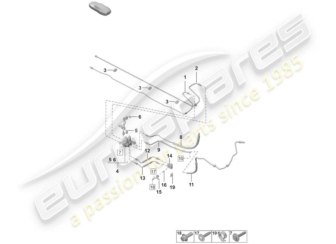 porsche 2020 hydraulic line part diagram