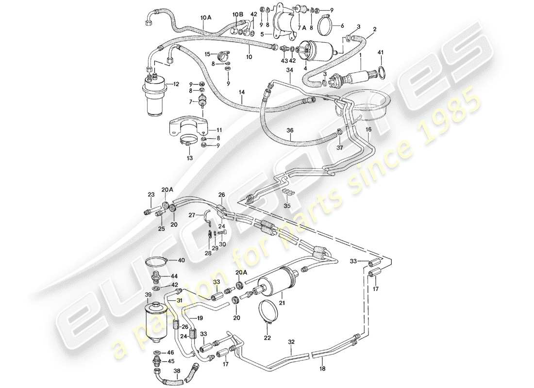 porsche 924 (1978) fuel system - f 92-49103 158>> - f 92-49400 051>> part diagram