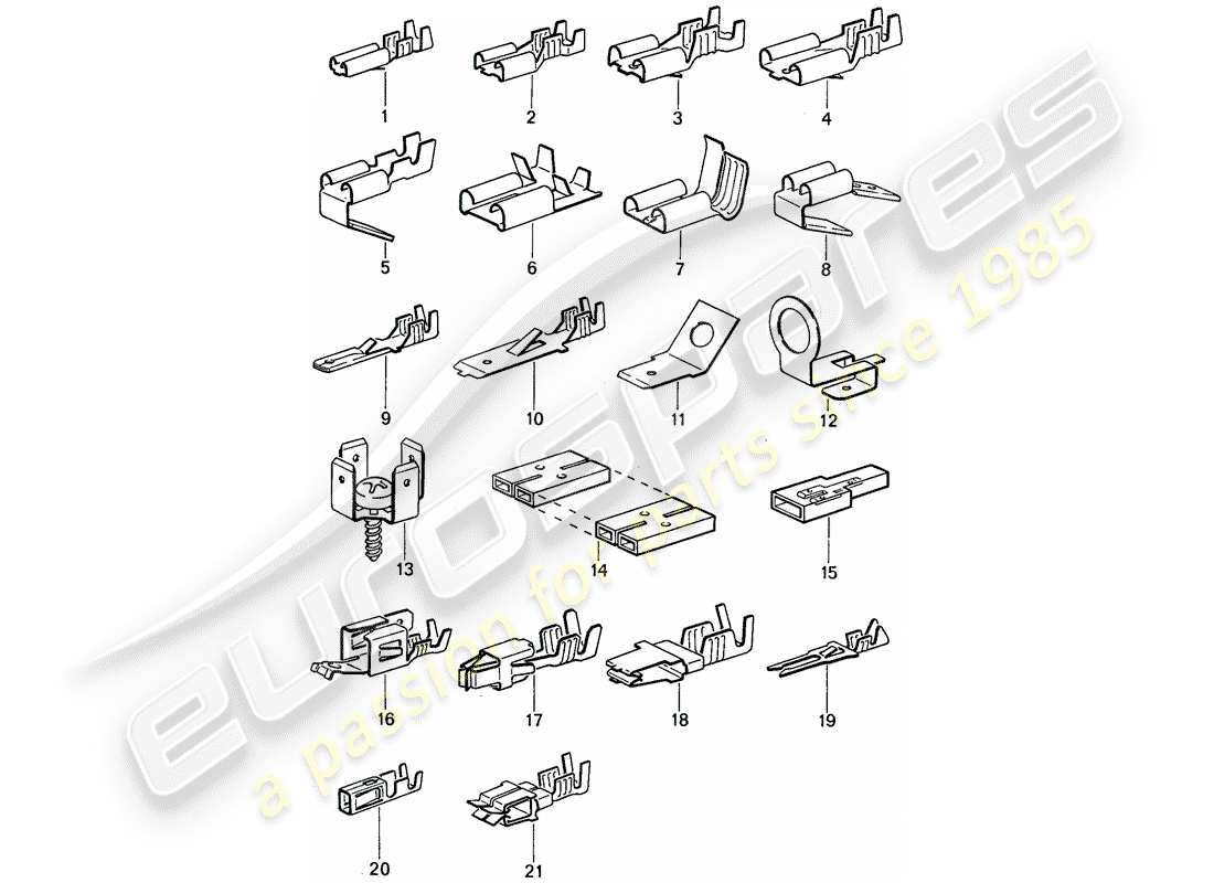 porsche 911 (1989) male blade terminal - push-on connector part diagram