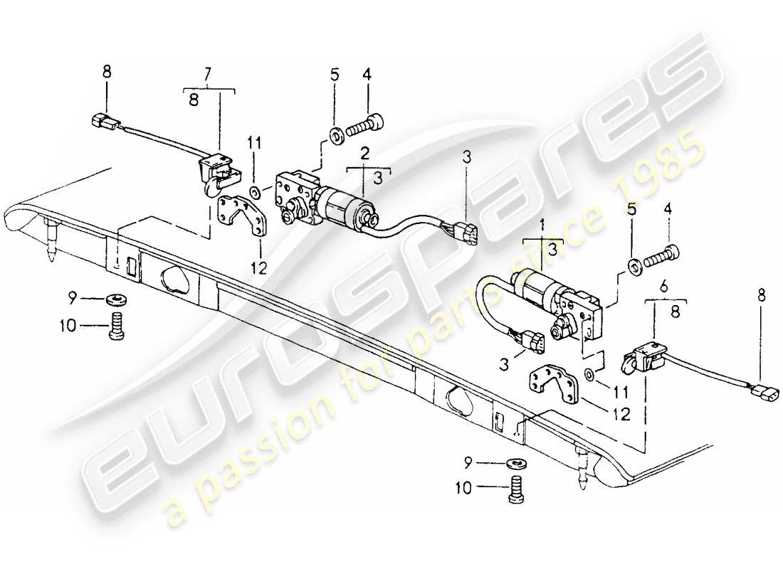 porsche 964 (1989) convertible top - catch part diagram