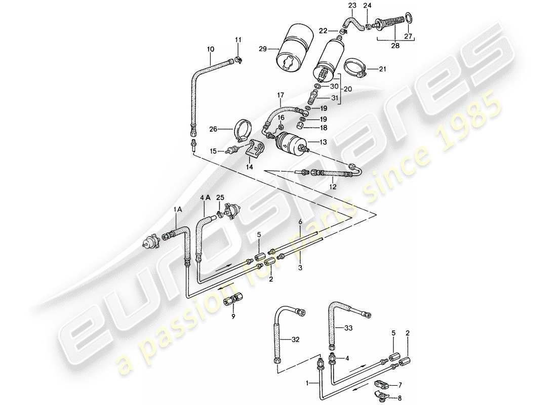 porsche 944 (1991) fuel system part diagram