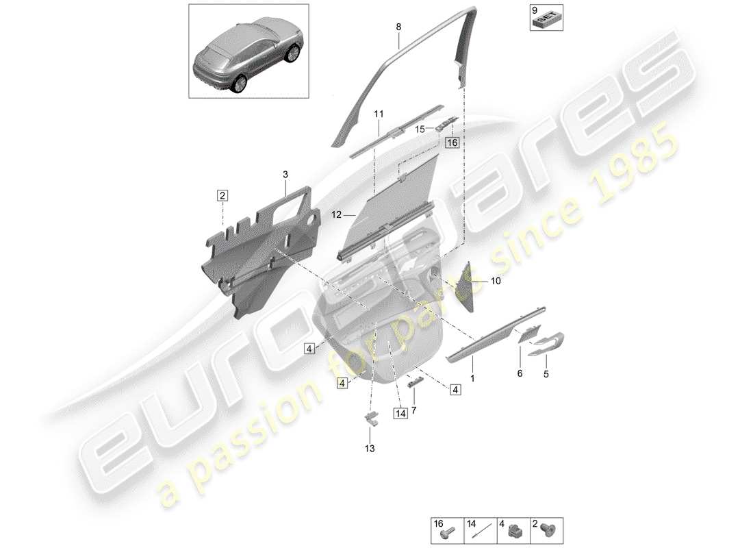 porsche macan (2019) accessories part diagram