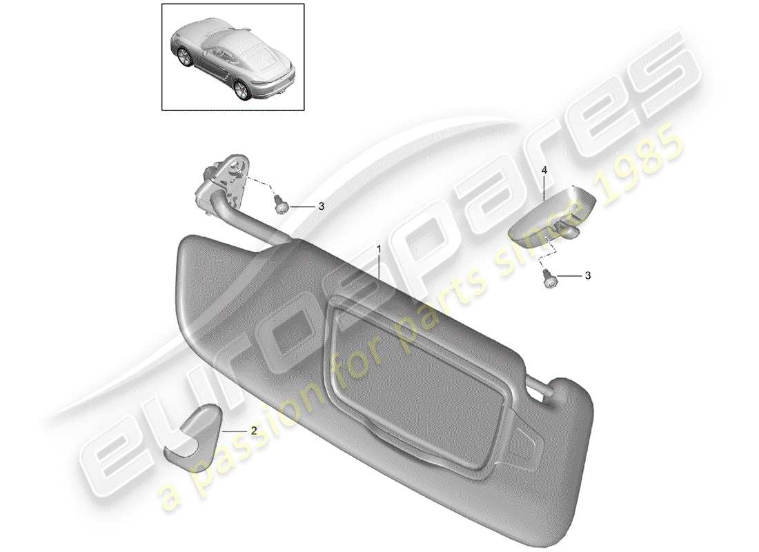 porsche 718 cayman (2017) sun vizors part diagram