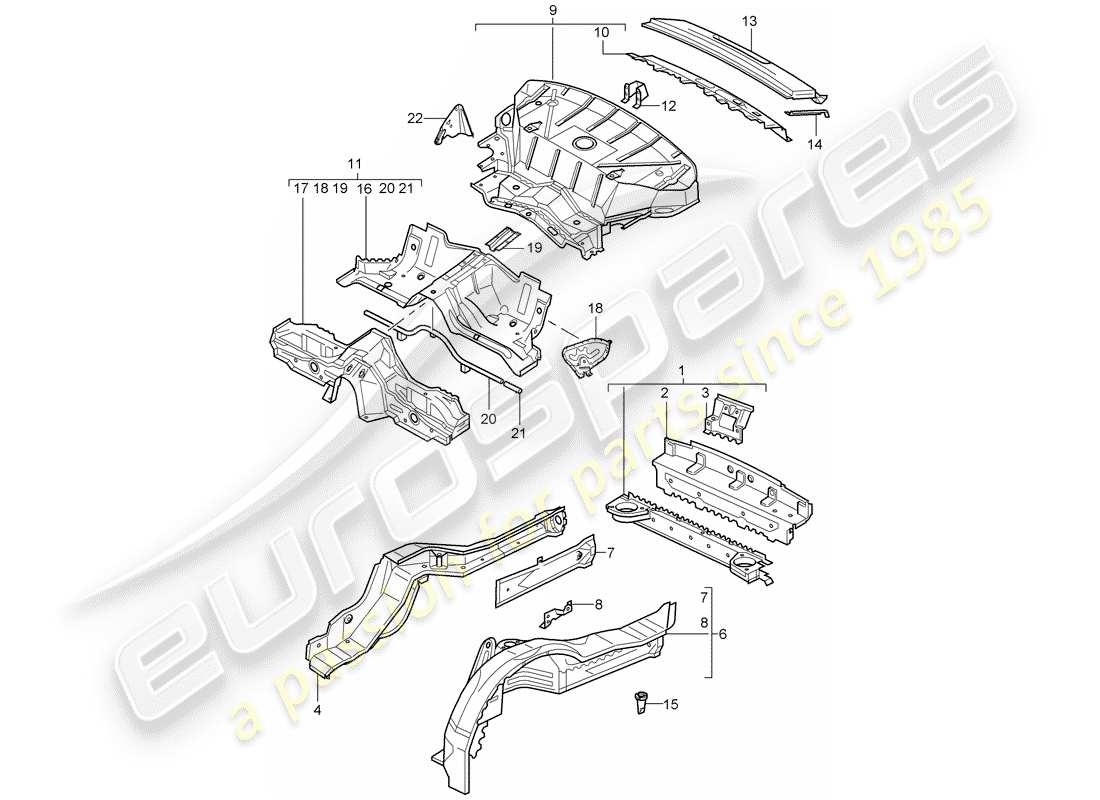 porsche 996 (1998) rear end part diagram