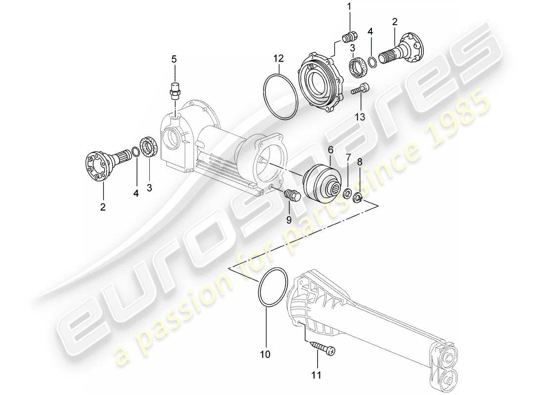 porsche 996 (2001) front axle differential - viscous coupling - single parts - d - mj 1999>> part diagram