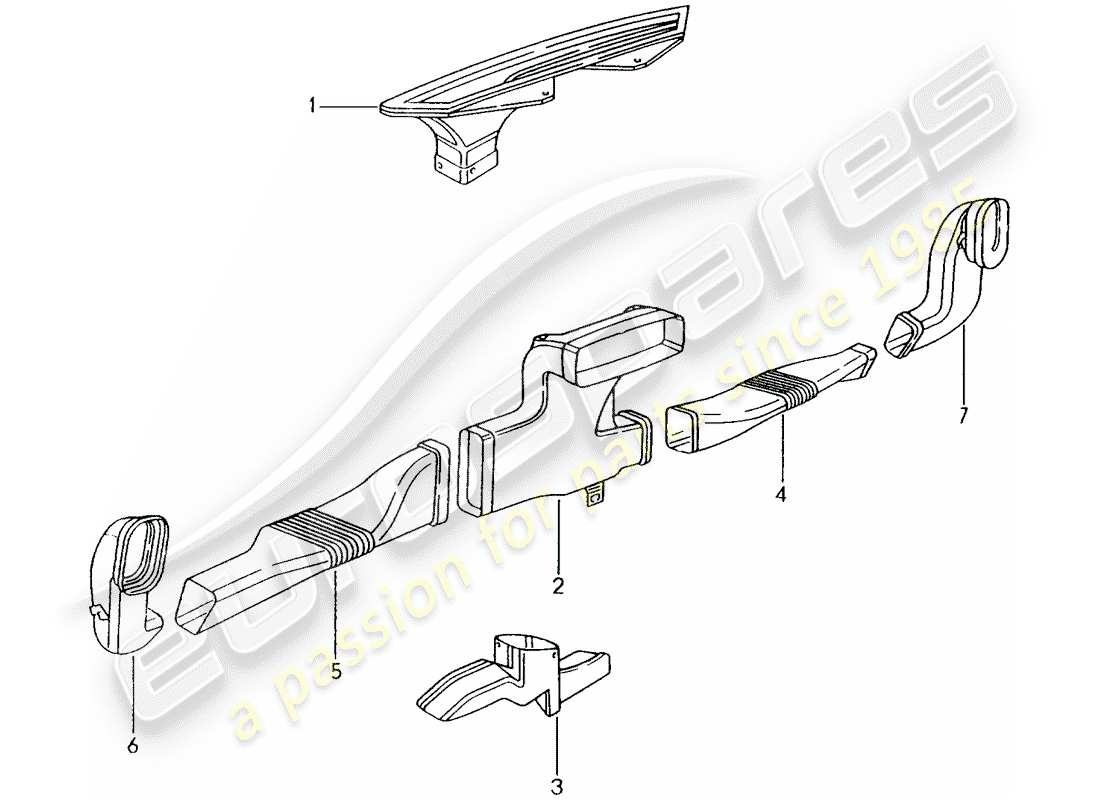 porsche 996 (2002) heater - air duct part diagram