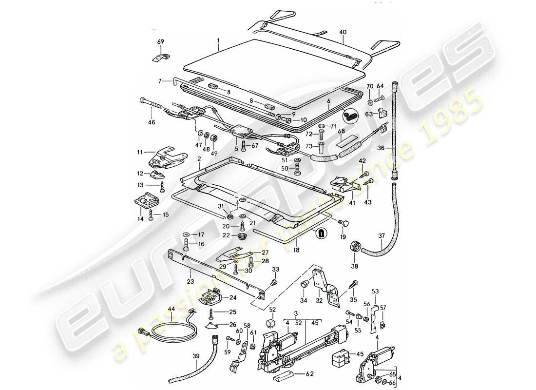 porsche 924s (1987) lifting roof part diagram